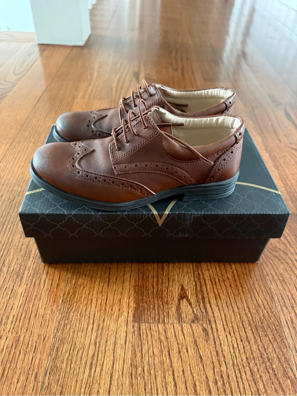 Boys Classic Cognac Brown Leather Dress Shoes